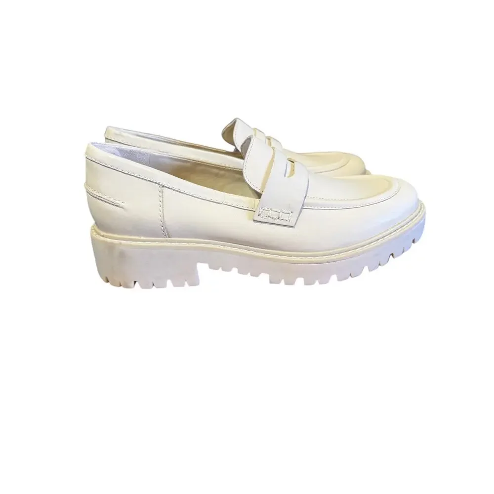 Schultz Christie Weekend Cream Leather Lug Sole Loafers Size 9